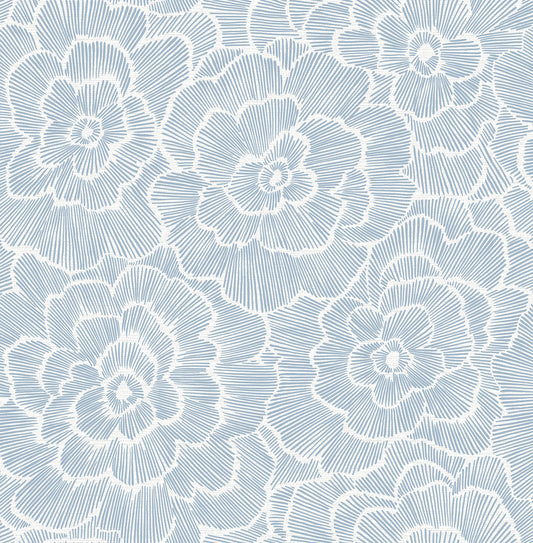 Periwinkle Blue Textured Floral Wallpaper (Blue)