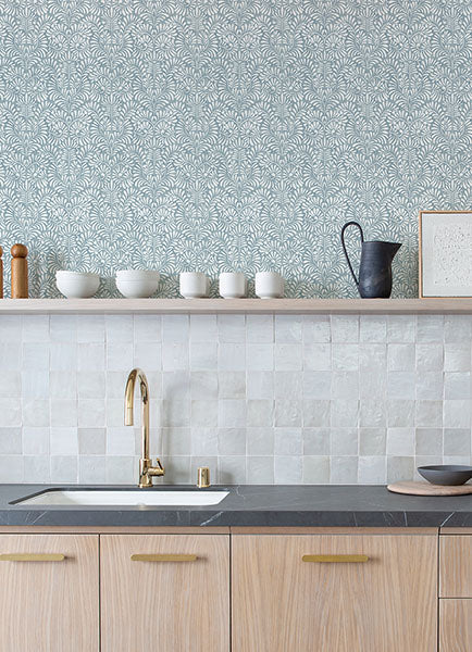 Elma Honey Fiddlehead Wallpaper (sky Blue)