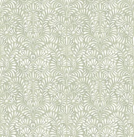 Elma Honey Fiddlehead Wallpaper (Sage)