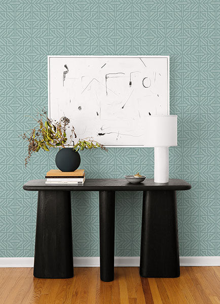 Hesper Green Geometric Wallpaper (Teal)