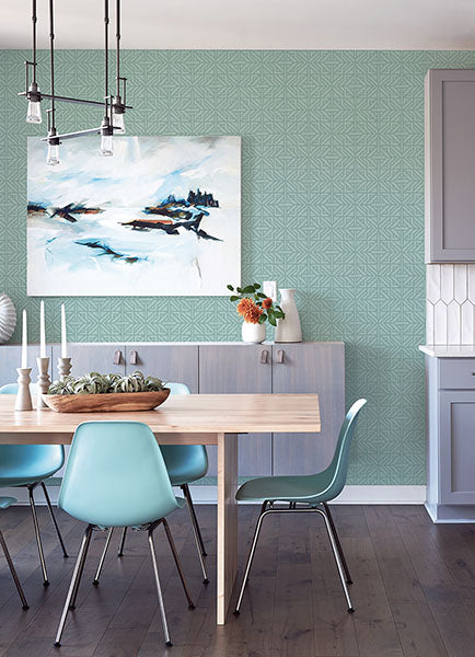 Hesper Green Geometric Wallpaper (Teal)