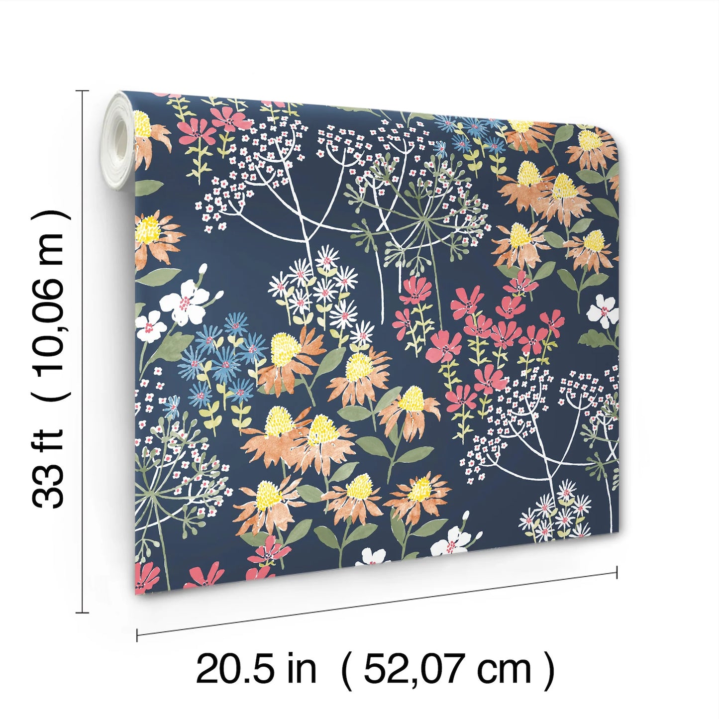 Cultivate Navy Springtime Blooms Wallpaper (Navy)