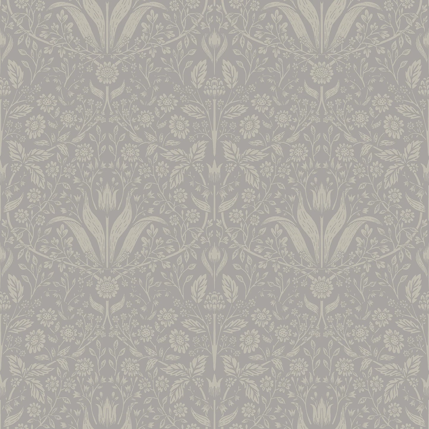 Mara Light Grey Tulip Ogee Wallpaper (Grey)
