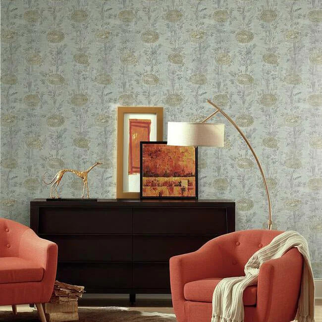 French Marigold Wallpaper (White/Gold)