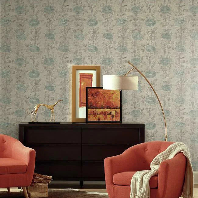 French Marigold Wallpaper (Cream/Light Blue)