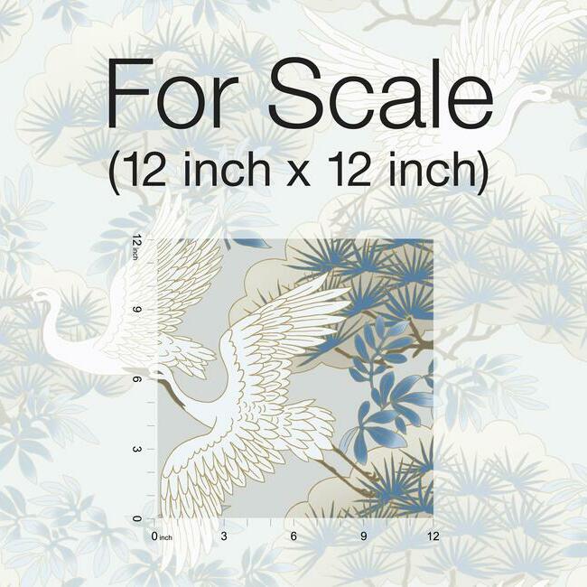 Sprig & Heron Wallpaper (Light Blue)