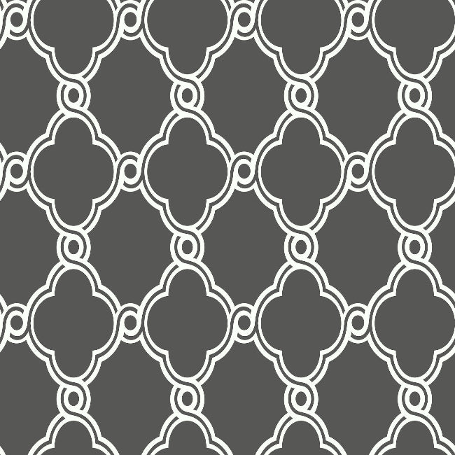 Open Trellis Wallpaper- Charcoal/White
