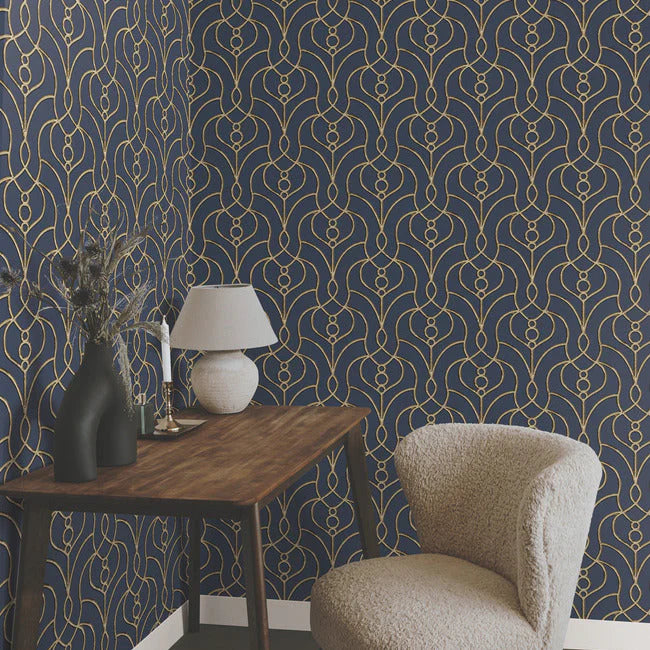 Divine Trellis Wallpaper (Navy)