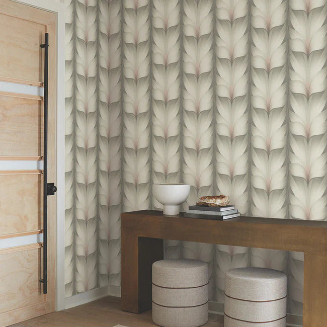 Lotus Light Stripe Wallpaper (Taupe/Blush)