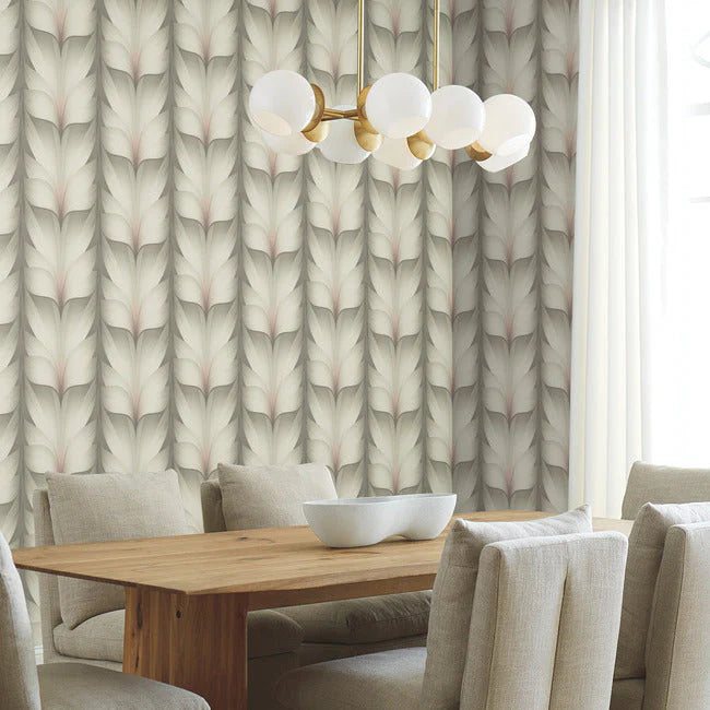Lotus Light Stripe Wallpaper (Taupe/Blush)