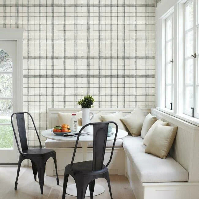 Farmhouse Plaid Wallpaper (Black/White)