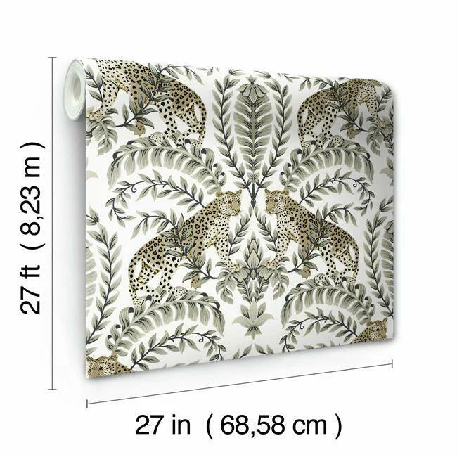 Jungle Leopard Wallpaper (White/Black)