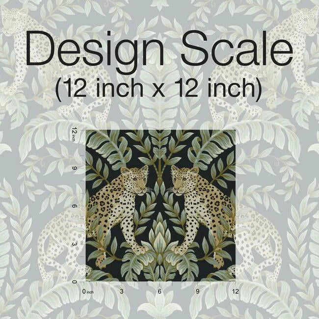 Jungle Leopard Wallpaper (Black/Green)