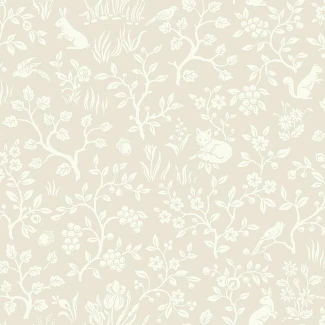 Fox & Hare Wallpaper (Light Pink)