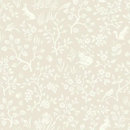 Fox & Hare Wallpaper (Light Pink)