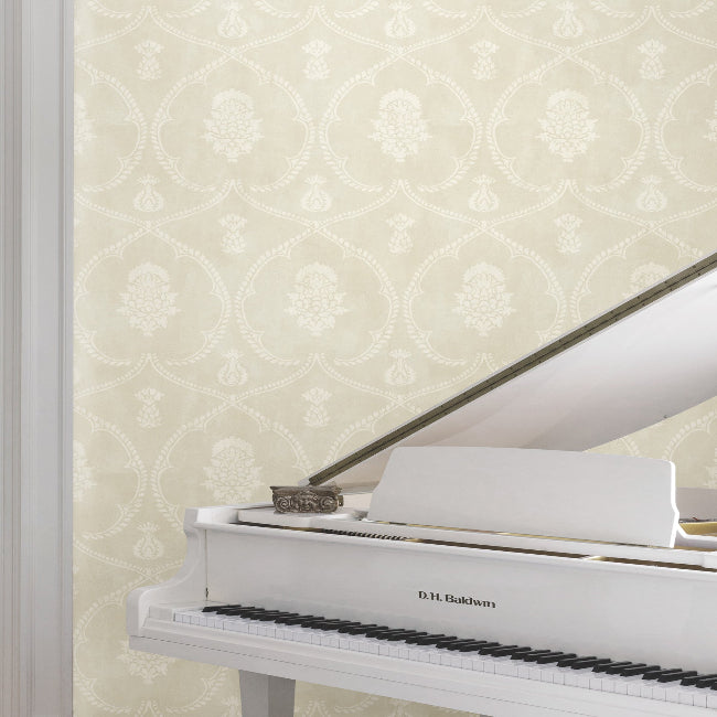 Royal Damask Wallpaper- Beige
