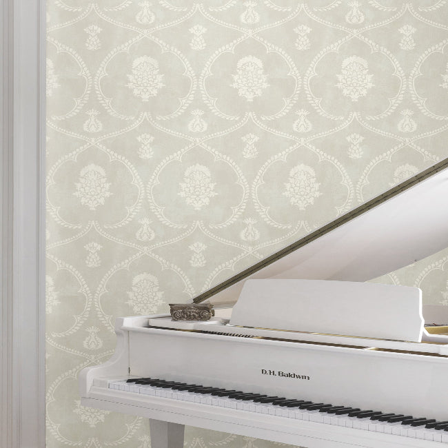 Royal Damask Wallpaper- Soft Grey