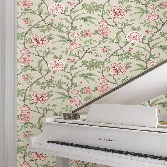 Courtyard Botanical Wallpaper- Pink