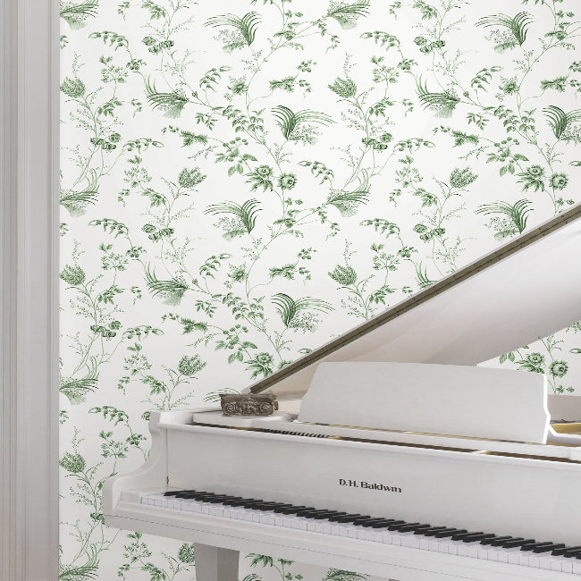Floral Lace Wallpaper- Green