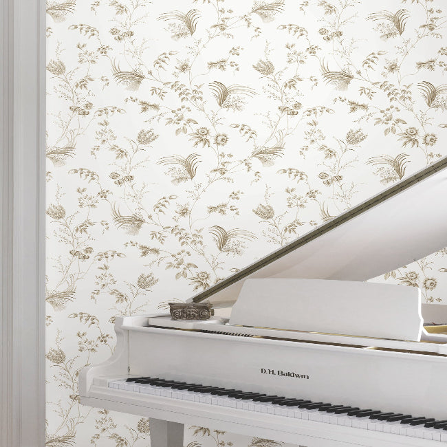 Floral Lace Wallpaper- Taupe