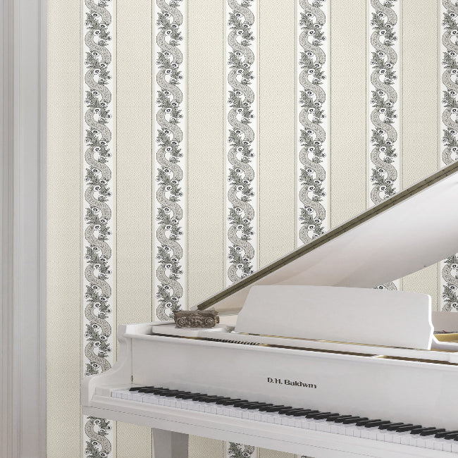 Abbey's Garland Wallpaper- Black & White