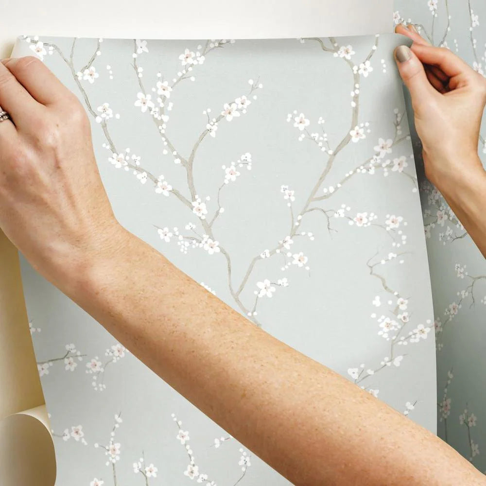 Cherry Blossom Peel and Stick Wallpaper (Blue)