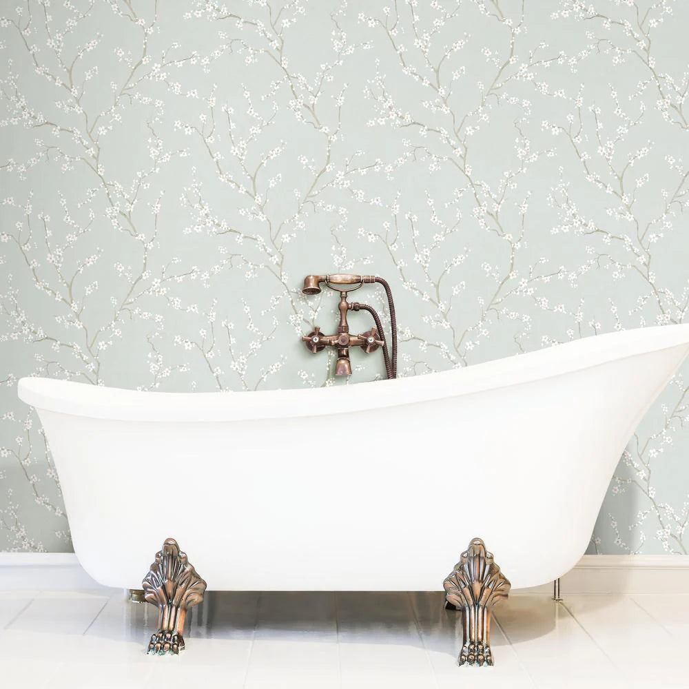 Cherry Blossom Peel and Stick Wallpaper (Blue)