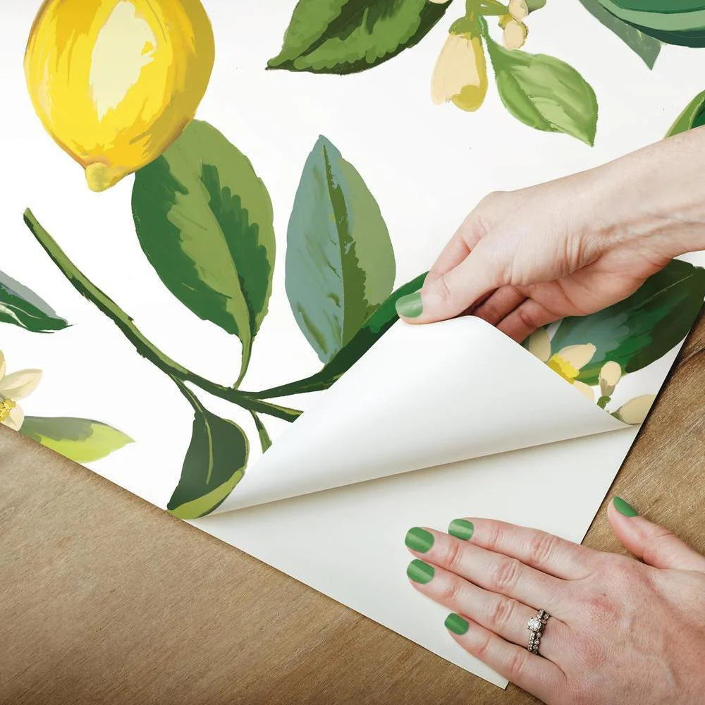 Lemon Zest Peel and Stick Wallpaper (white)