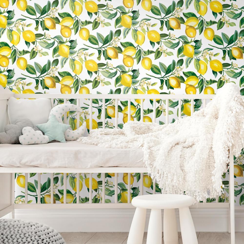Lemon Zest Peel and Stick Wallpaper (white)
