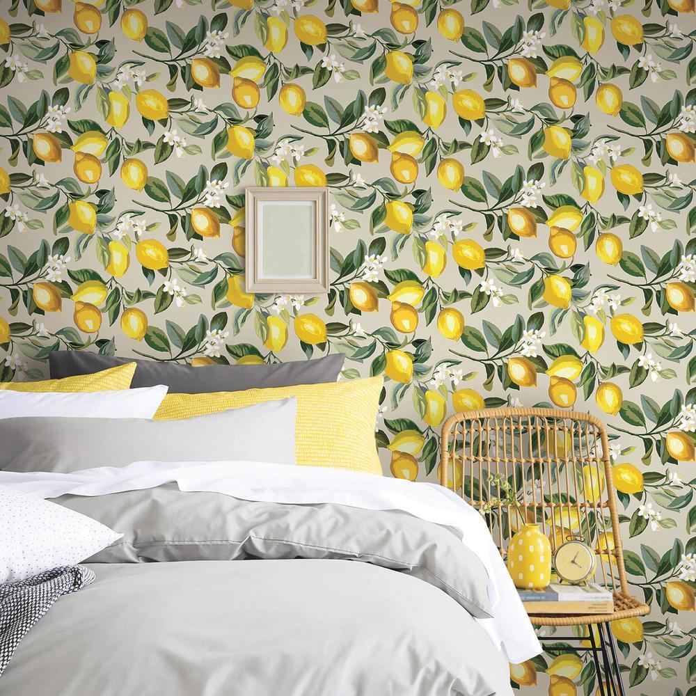 Lemon Zest Peel and Stick Wallpaper (Beige)