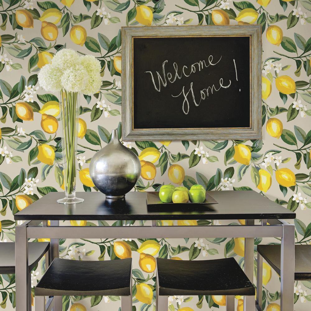 Lemon Zest Peel and Stick Wallpaper (Beige)