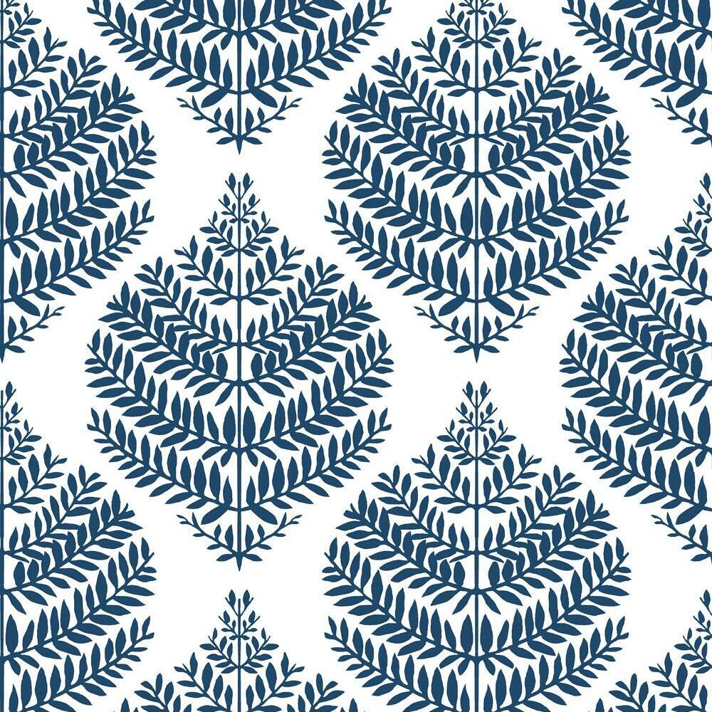 Hygge Fern Damask Peel and Stick Wallpaper (Blue)