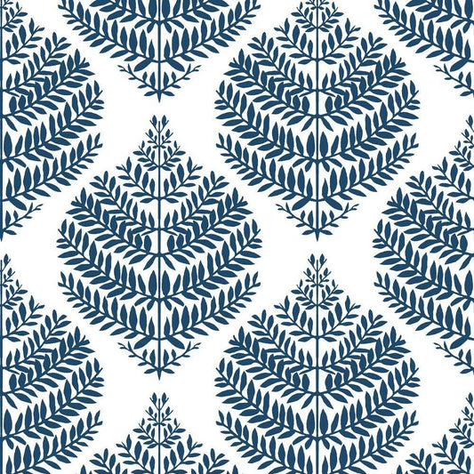 Hygge Fern Damask Peel and Stick Wallpaper (Blue)