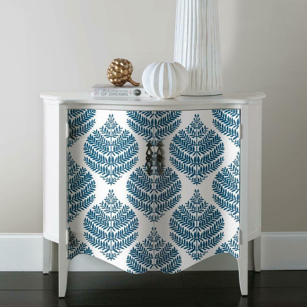 Hygge Fern Damask Peel and Stick Wallpaper (Blue)