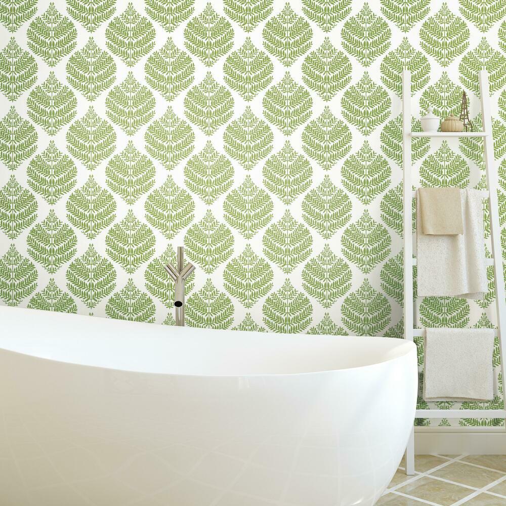 Hygge Fern Damask Peel and Stick Wallpaper (Green)
