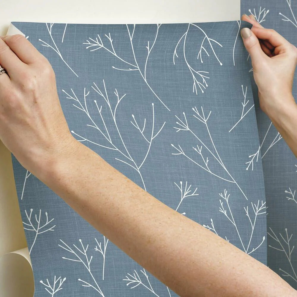 Twigs Peel and Stick Wallpaper (Blue)