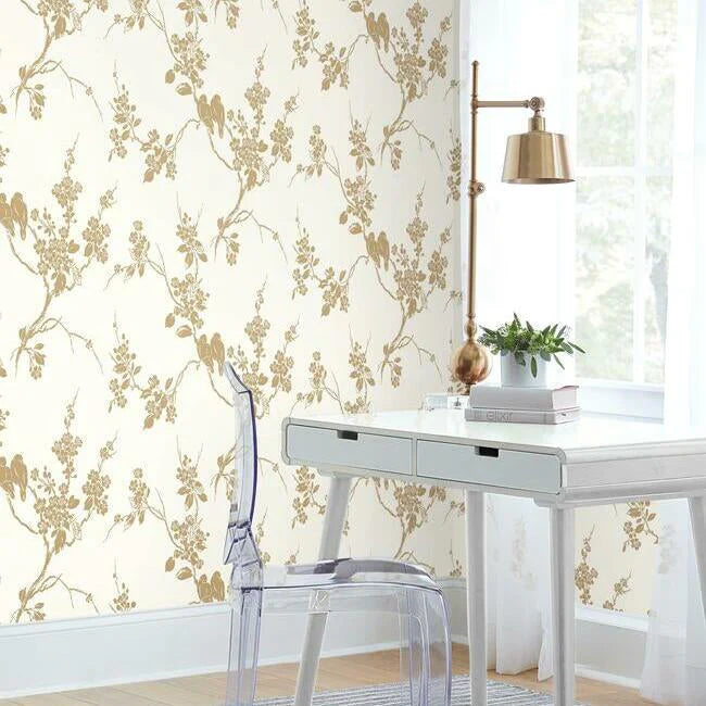 Imperial Blossoms Branch Wallpaper (Gold Metallic)