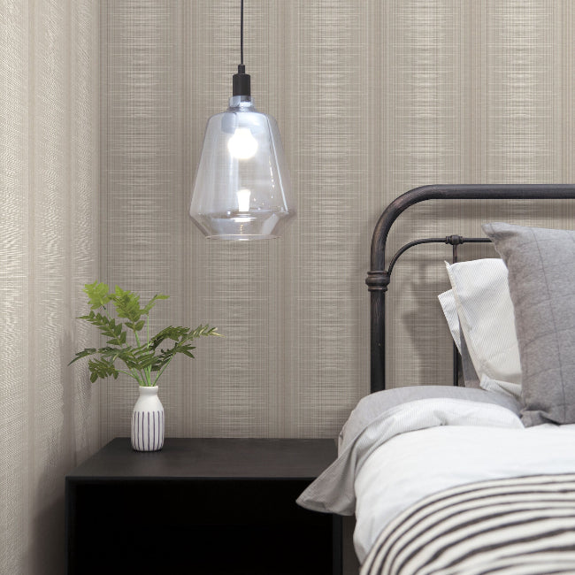 Silk Weave Stripe Wallpaper- Sable