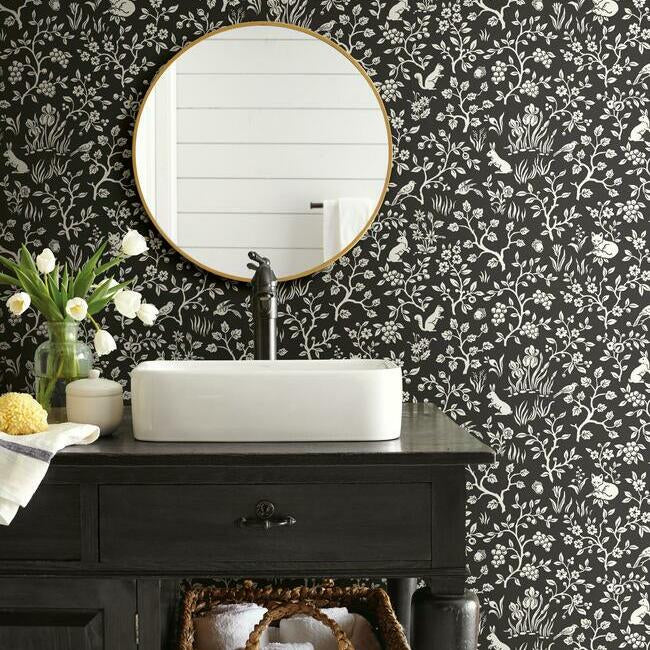 Fox & Hare Wallpaper (Straight Black)