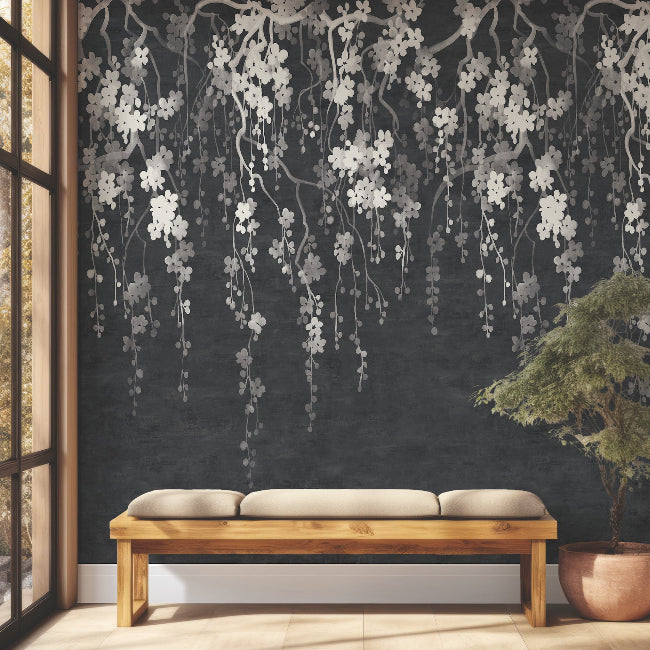 Sakura Blooms Wall Mural- Black