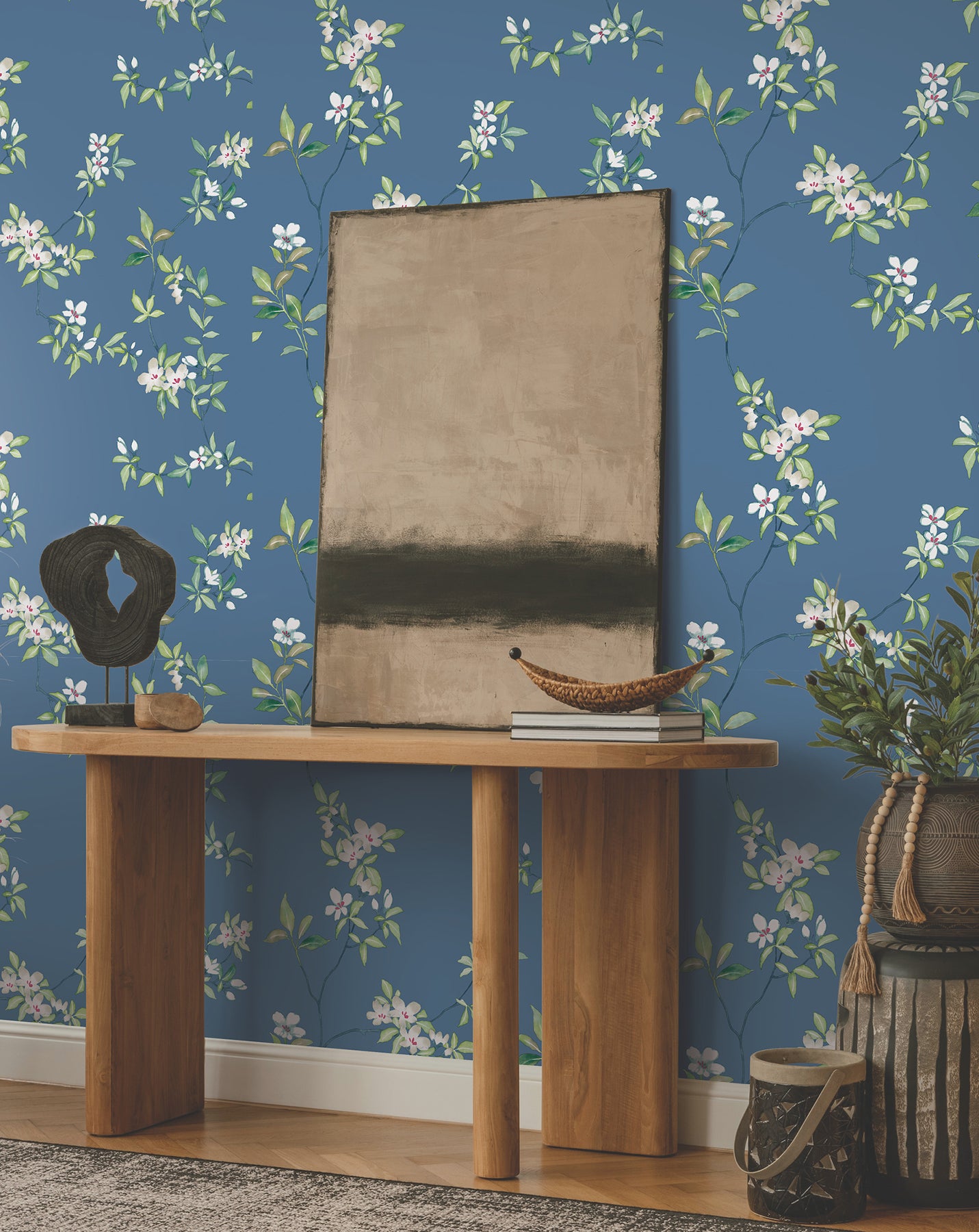April Blossom Wallpaper- Cobalt
