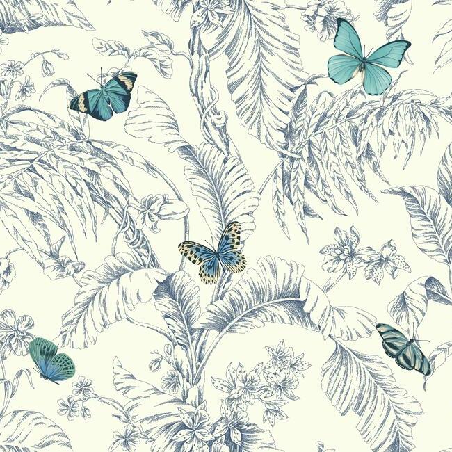 Papillon Wallpaper (Blue)