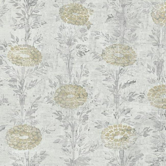 French Marigold Wallpaper (White/Gold)