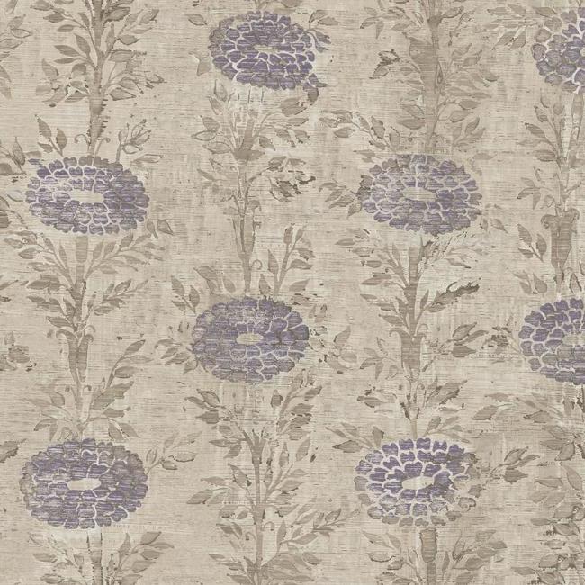 French Marigold Wallpaper (Sand/EggPlant)