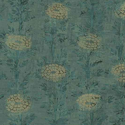 French Marigold Wallpaper (Teak green/Gold)