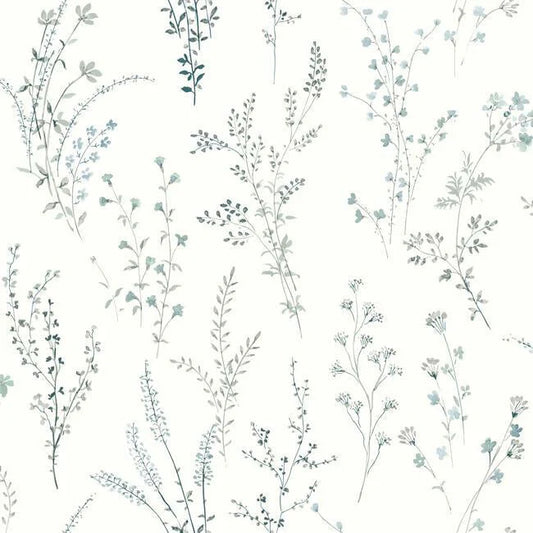 Wildflower Sprigs Wallpaper (Blue/Green)