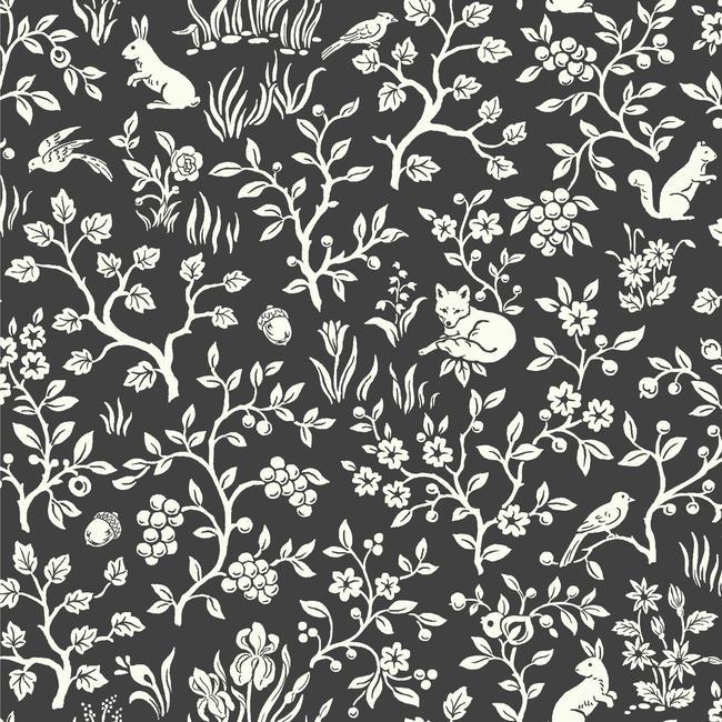 Fox & Hare Wallpaper (Straight Black)