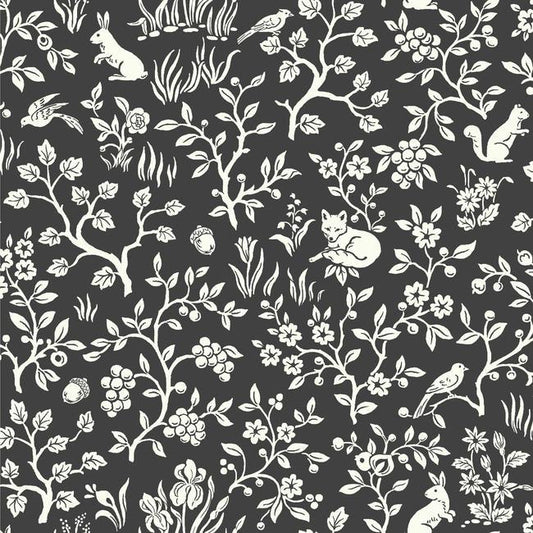 Fox & Hare Wallpaper (Straight Black)
