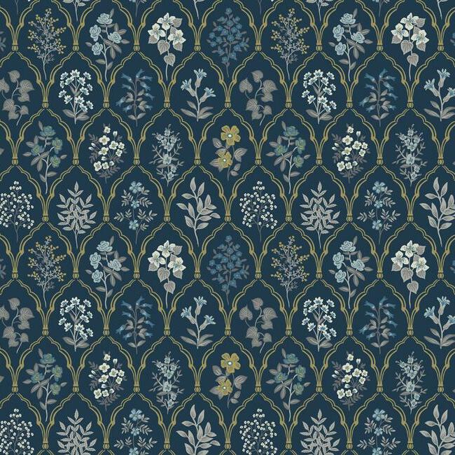 Hawthorne Wallpaper (Navy Gold)