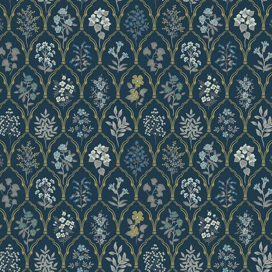 Hawthorne Wallpaper (Navy Gold)